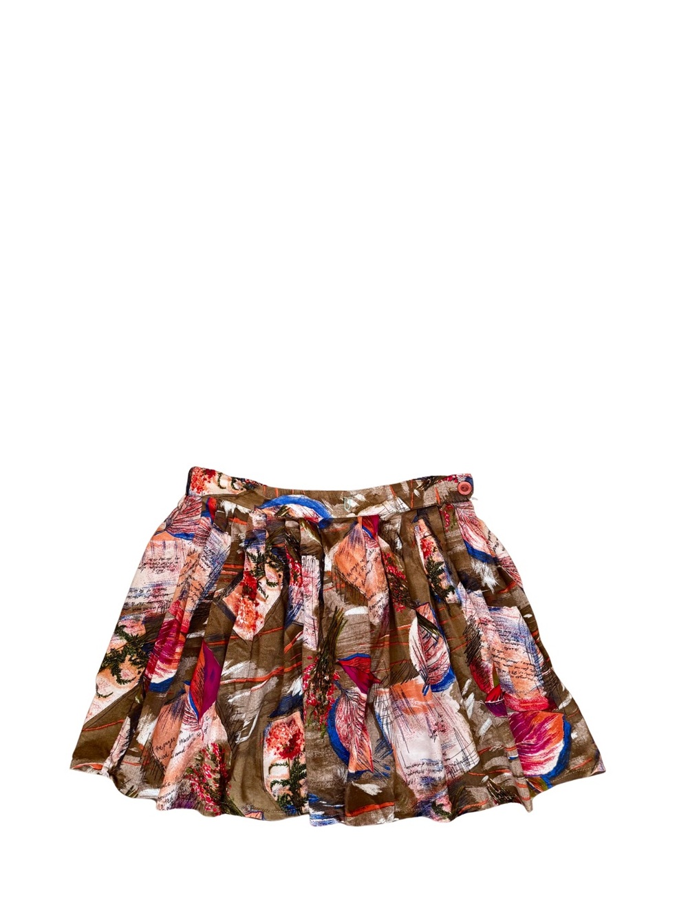 Vintage Kensington Square Re Paved Upcycled Abstract Pleated Mini Skirt L USA
